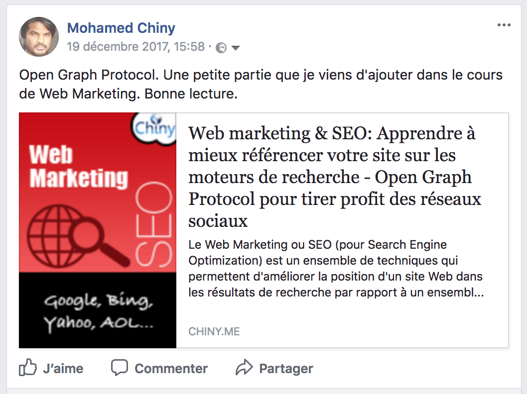 open graph protocol - cours de web marketing et seo